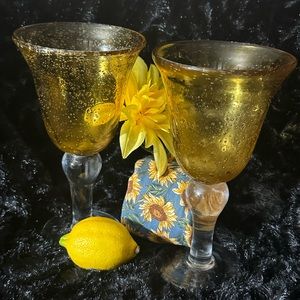 Artland Iris Amber Hand Blown Goblets Glasses Vintage Artland Iris 8"
Amber